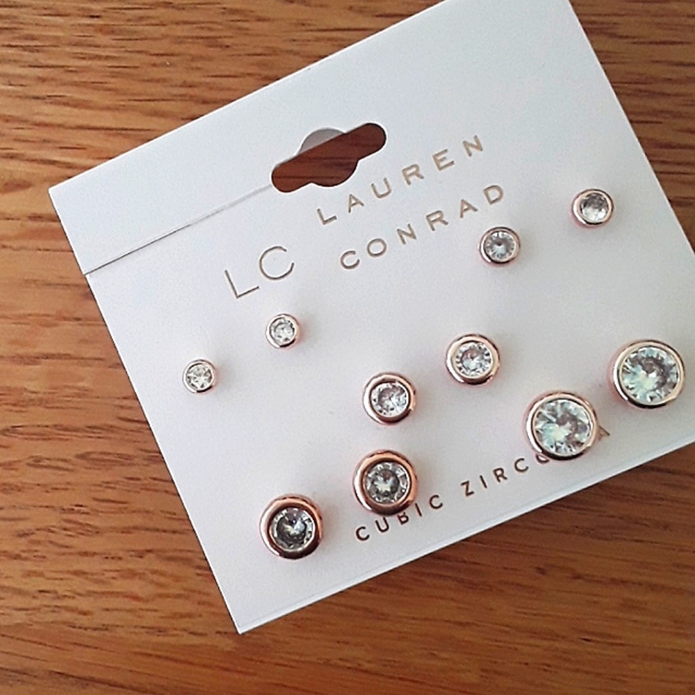 Lauren Conrad 5 pair CZ studs NWT